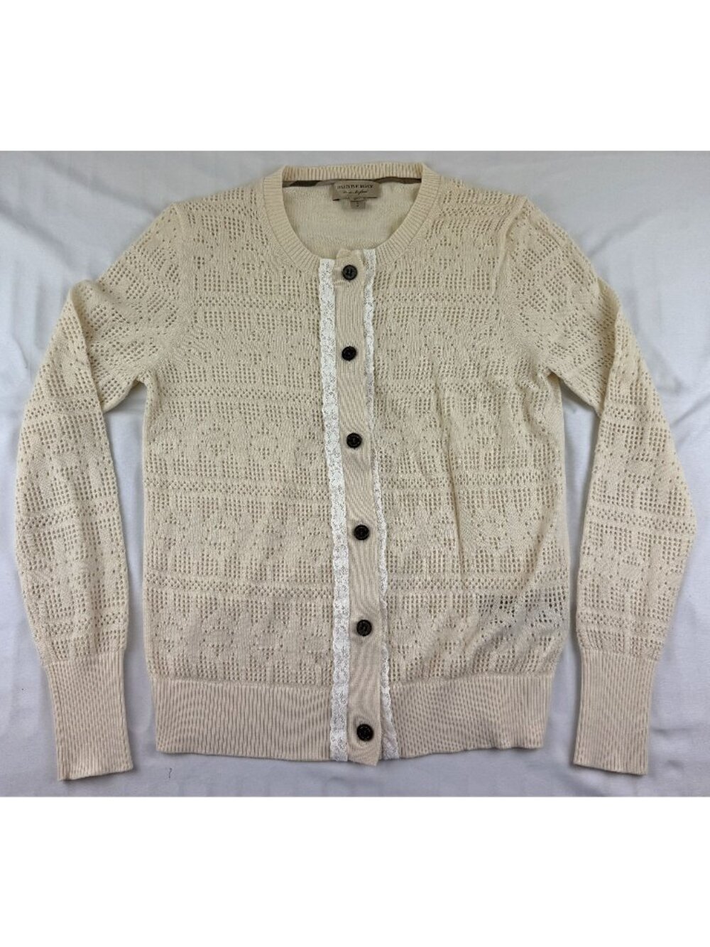 Burberry Womens Wool Cashmere Long Sleeve Knitted Cardigan Sweater Size Small